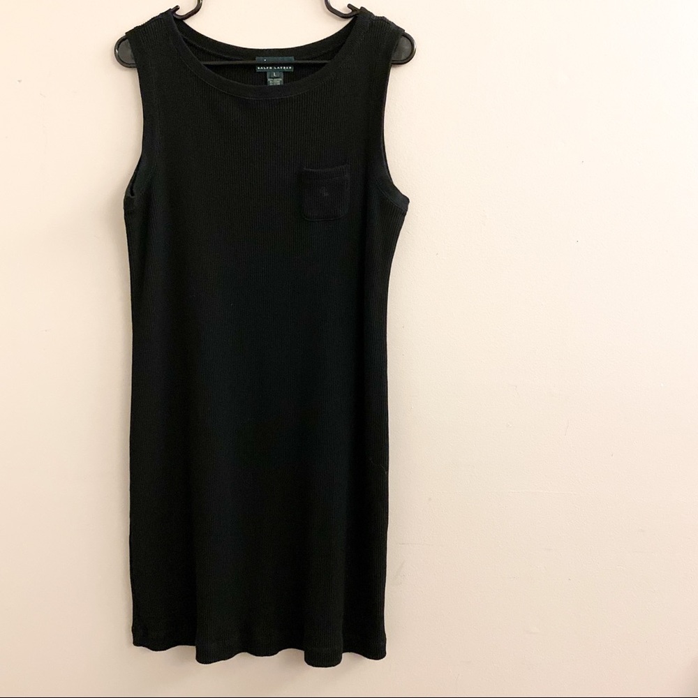 Lauren Ralph Lauren Ribbed Tank Dress Black size L